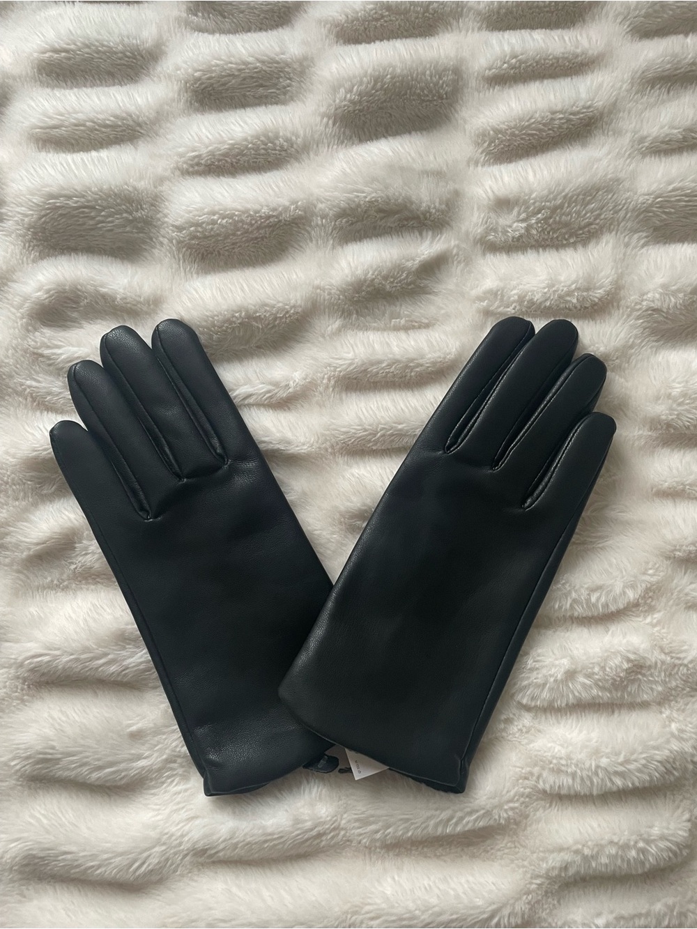 Lands' End Women's Black Leather Gloves NWT
